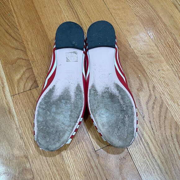 Fendi Peep Toe Summer Flats Womens Size 7.5 Red Leather Wave READ DESCRIPTION - Picture 11 of 15